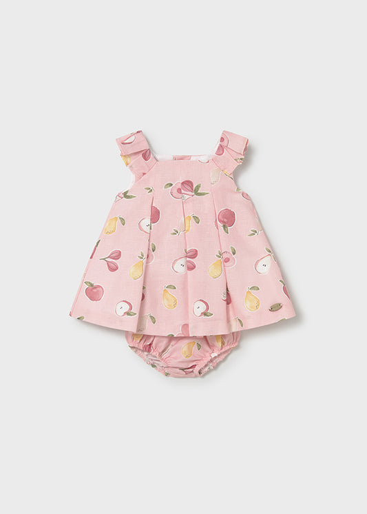 Vestido lino estampado rose