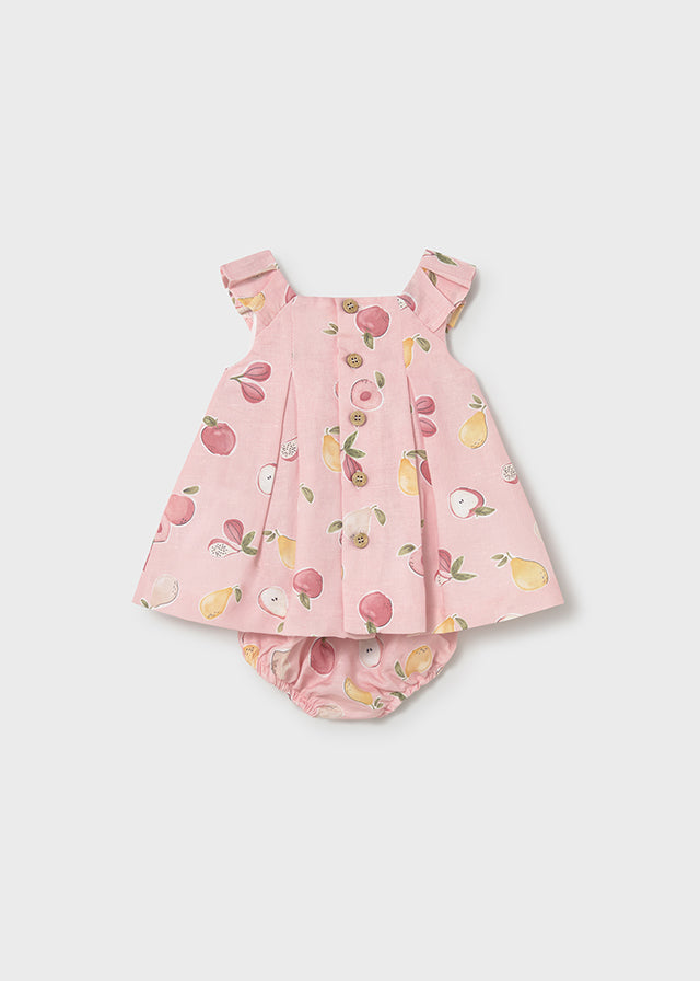 Vestido lino estampado rose