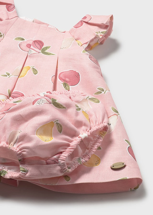 Vestido lino estampado rose