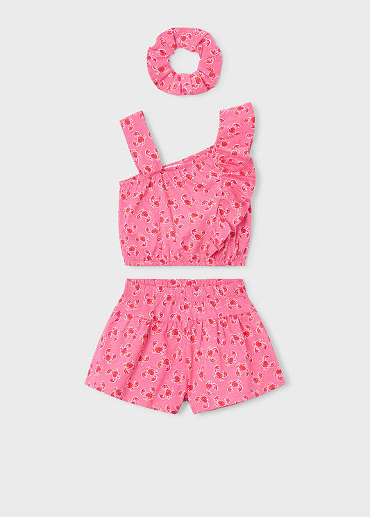 Conjunto short con coletero geranio