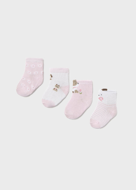 Set 4 calcetines rosa perritos