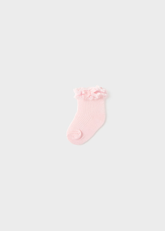Calcetín volantes rosa baby