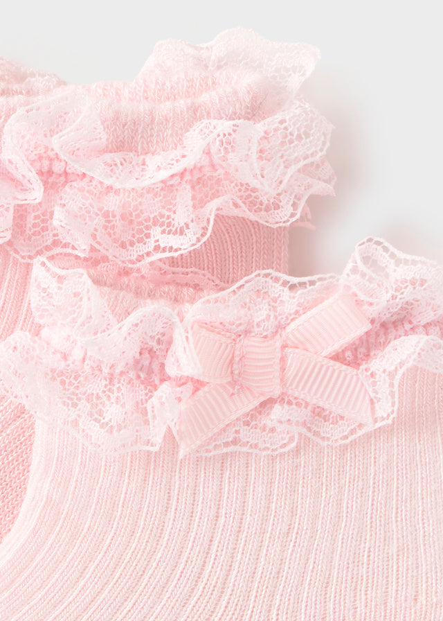 Calcetín volantes rosa baby