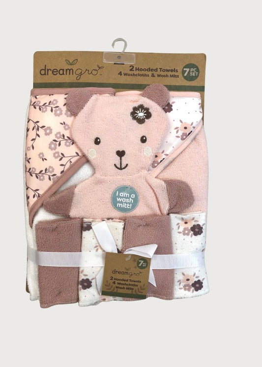 Toallas con manopla osita rosa