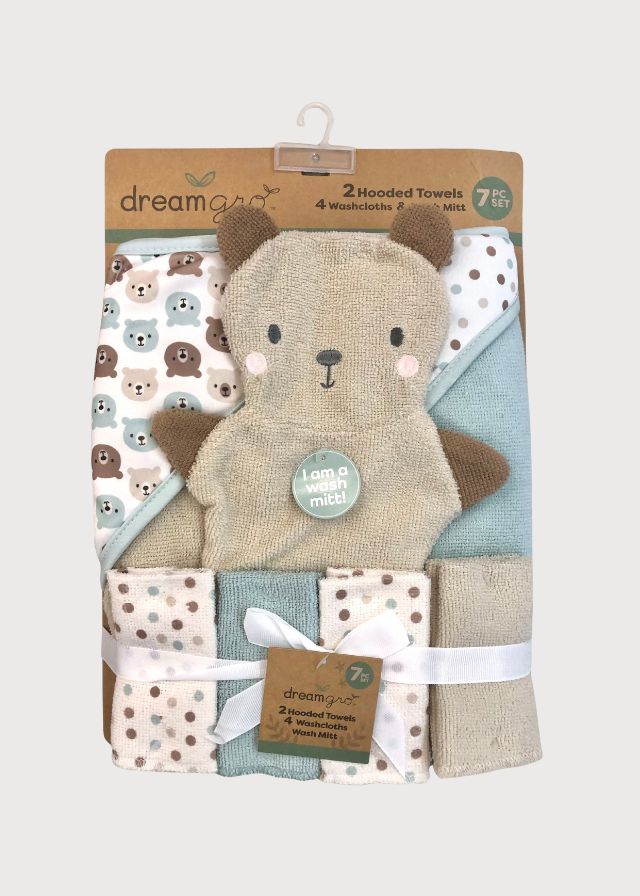 Toallas con manopla osito verde