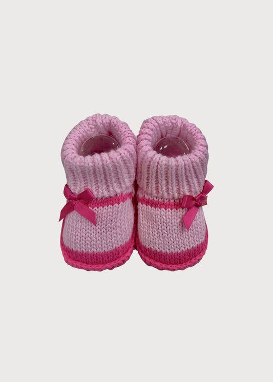 Zapatitos tejidos de crochet bailarina rosa fiusha