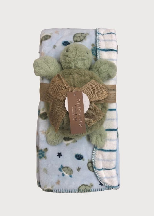Cobija con tortuga verde