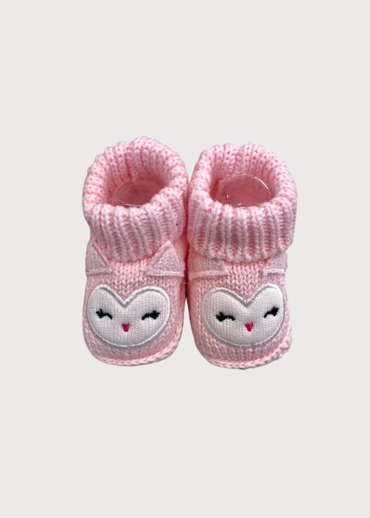 Zapatitos tejidos de crochet buhita rosa