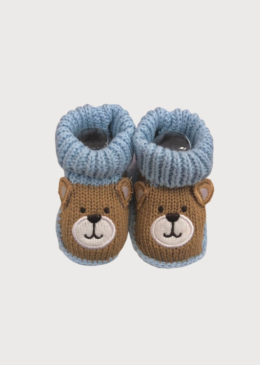 Zapatitos tejidos de crochet osito azul