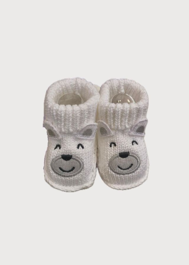 Zapatitos tejidos de crochet osito blanco