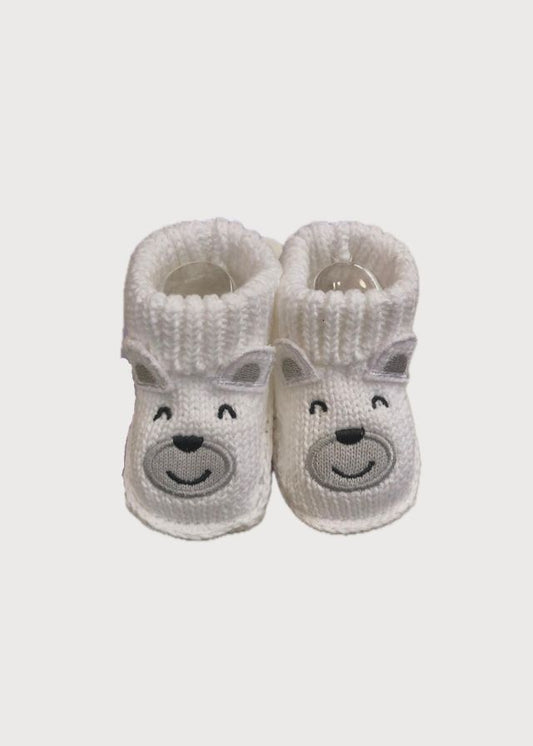 Zapatitos tejidos de crochet osito blanco