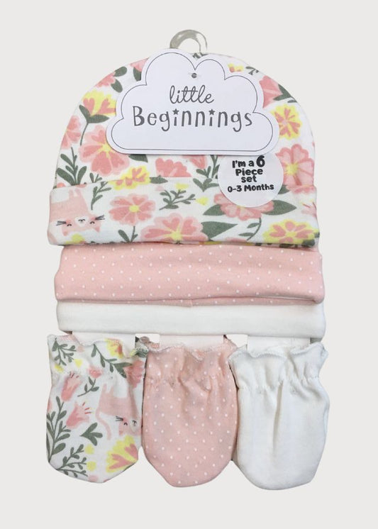 Gorros con manoplas flores rosas